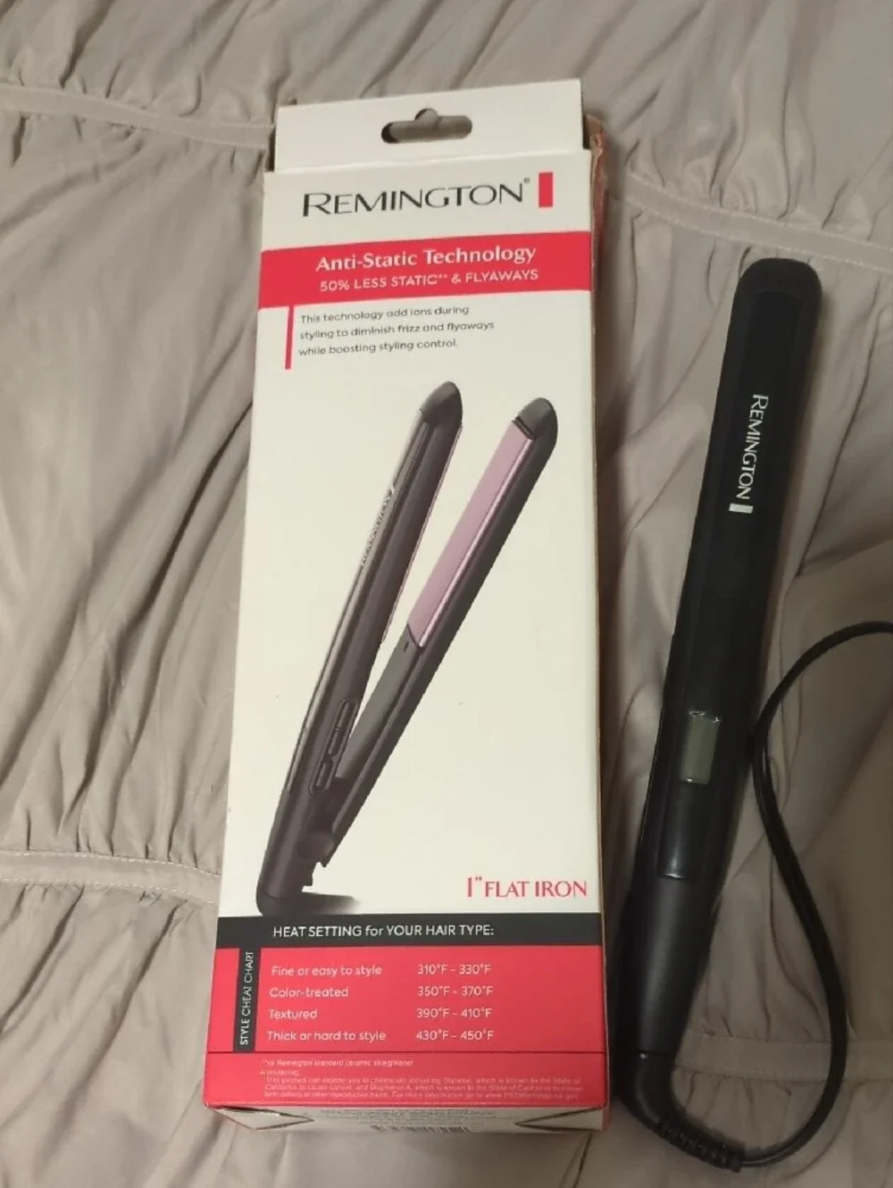Remington Black Flat Iron Hair Straightener with Box
